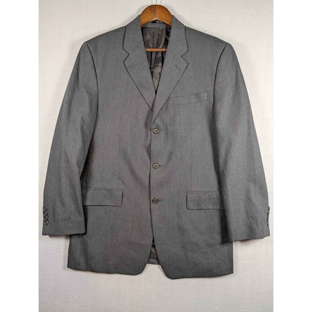 Calvin Klein Mens Grey Pure New Wool 3 Button Blazer Sport Coat 38R